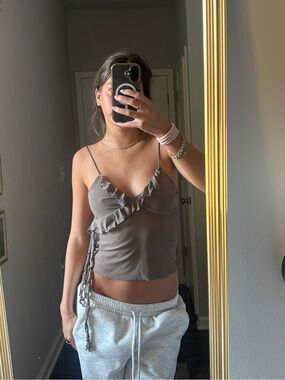 Grey H&M Ruffle Tank Top
